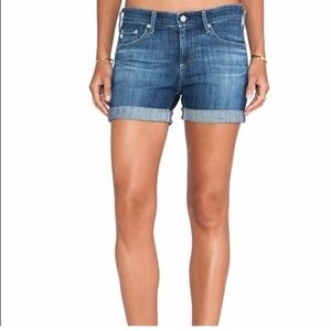 AG Adriano Goldschmied Dark Wash Raw Hem Cuffed Denim Shorts  Size 30 NWT